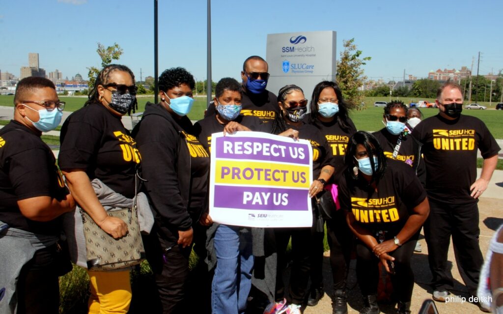 Workers organizing for fair pay. Source: St. Louis Jobs with Justice.